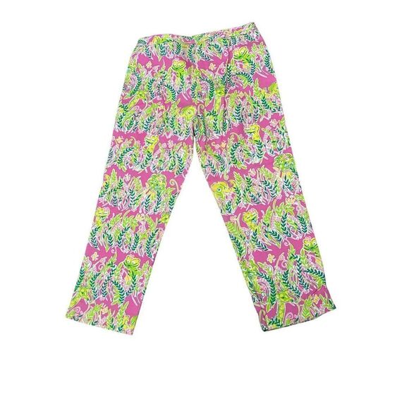 BEAUTIFUL WOMEN Rare PINK & GREEN Lilly Pulitzer cropped pants size 6 - Picture 4 of 7